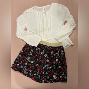Holiday Outfit Swiss Dot Woven and Floral Skirt